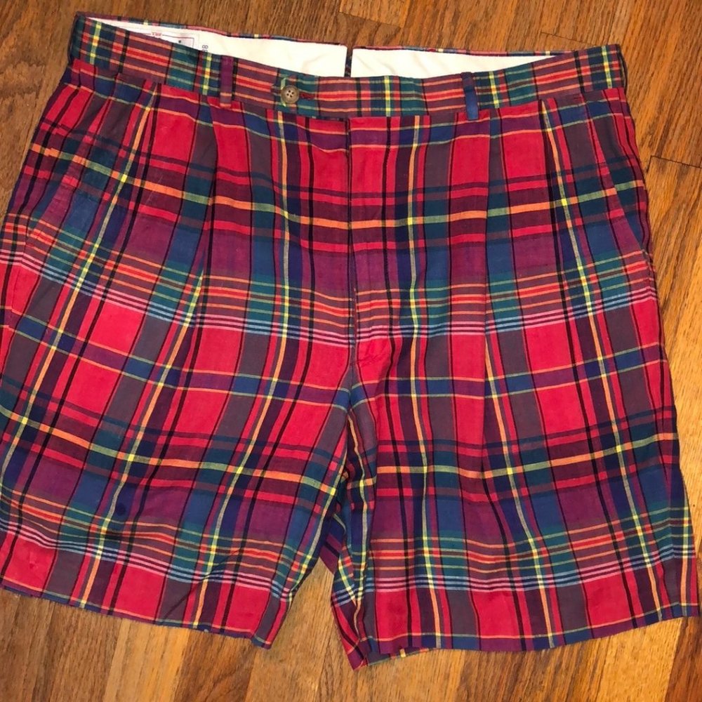 VINTAGE TITLEIST PLAID BERMUDA GOLF SHORTS MENS 38
